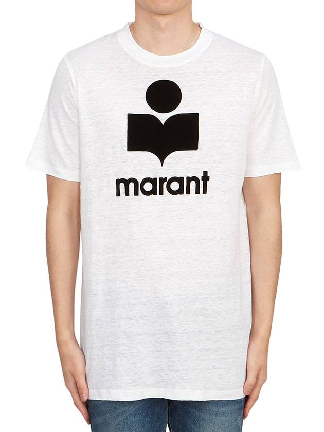 Karman Logo Print Linen Short Sleeve T-Shirt White - ISABEL MARANT - BALAAN 2