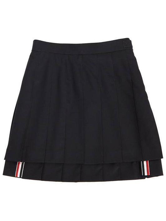 RMB Wool Mini Pleated Skirt Navy - THOM BROWNE - BALAAN 2