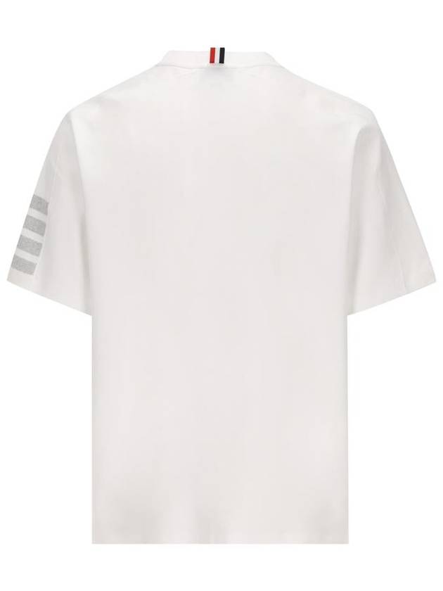 4-Bar Striped Cotton Short Sleeve T-Shirt White - THOM BROWNE - BALAAN 3