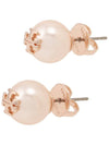 Crystal Pearl Stud Earrings Rose - TORY BURCH - BALAAN 3