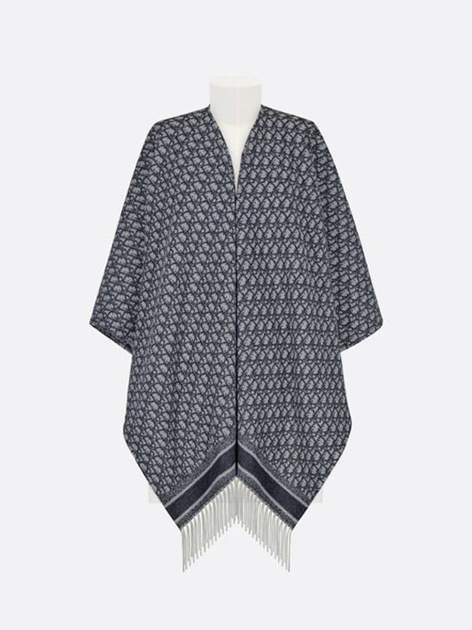 Oblique Cashmere Poncho Cape Navy - DIOR - BALAAN.