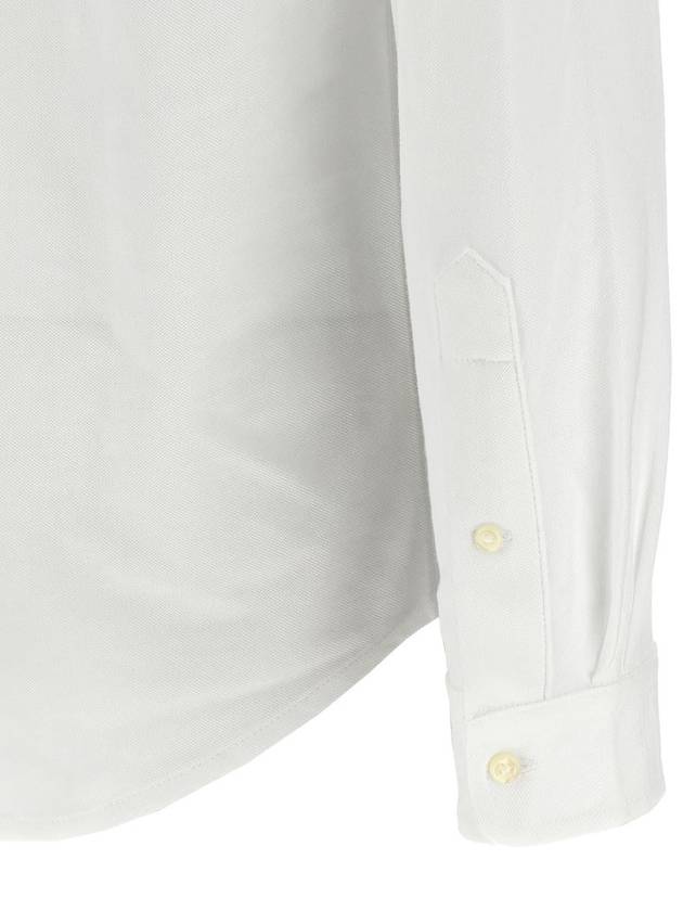 Men's Blue Embroidered Logo Long Sleeve Shirt White - POLO RALPH LAUREN - BALAAN 5