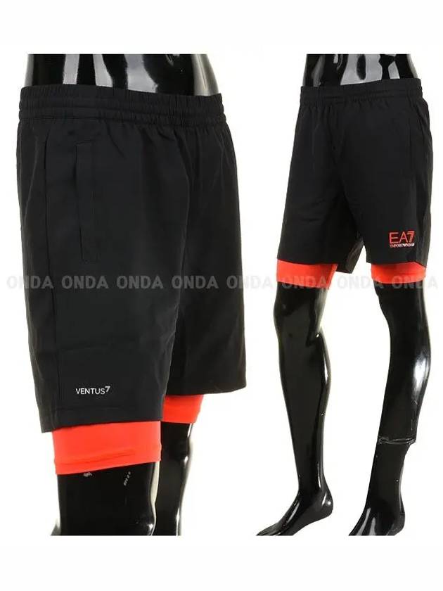 EA7 Layered Shorts Black - EMPORIO ARMANI - BALAAN 2