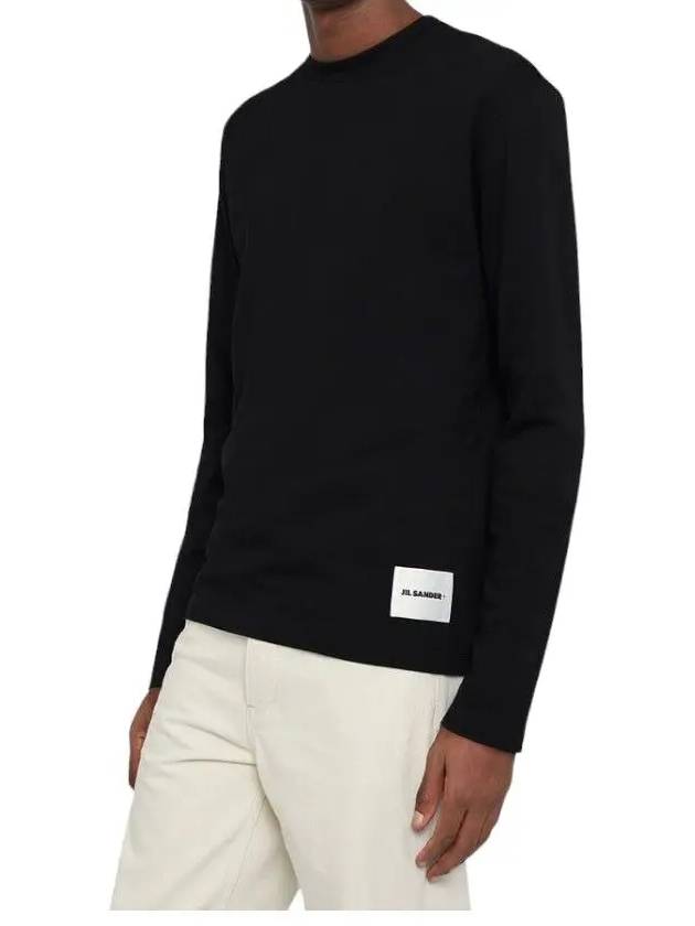 Logo Patch Crew Neck Cotton Long Sleeve T-Shirt Black - JIL SANDER - BALAAN 3