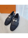 H logo denim leather leather royal loafers moccasins navy black 36 - HERMES - BALAAN 2