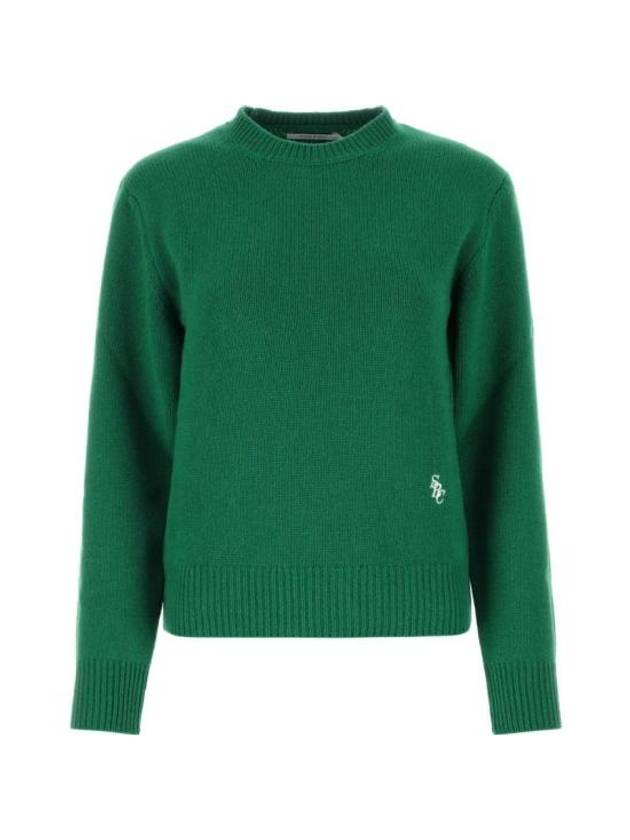 Embroidered Logo Crew Neck Wool Knit Top Green - SPORTY & RICH - BALAAN 1