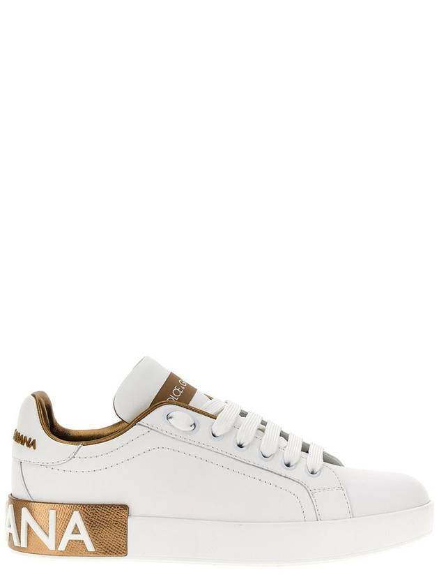 Metallic Logo Low Top Sneakers White - DOLCE&GABBANA - BALAAN 2