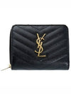 Monogram Zipper Grained Leather Half Wallet Black - SAINT LAURENT - BALAAN 2