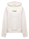 Logo Print Cotton Hooded Top White - JIL SANDER - BALAAN.