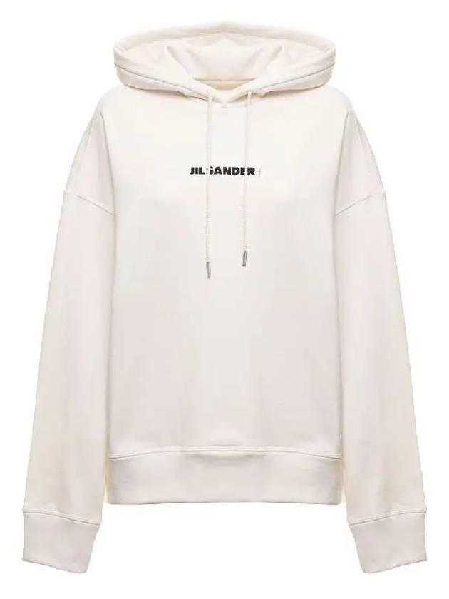 Logo Print Cotton Hooded Top White - JIL SANDER - BALAAN.