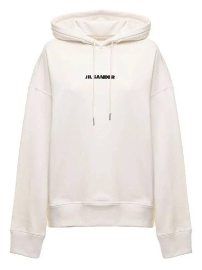 Logo Print Cotton Hoodie White - JIL SANDER - BALAAN 2