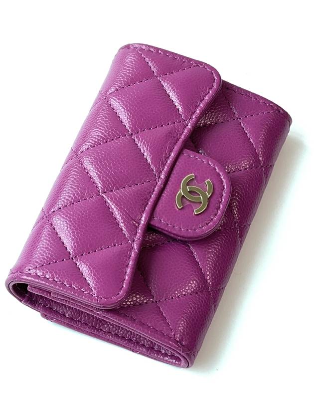 Classic Snap Card Wallet Purple Gold AP0214 B10583 NQ338 - CHANEL - BALAAN 3