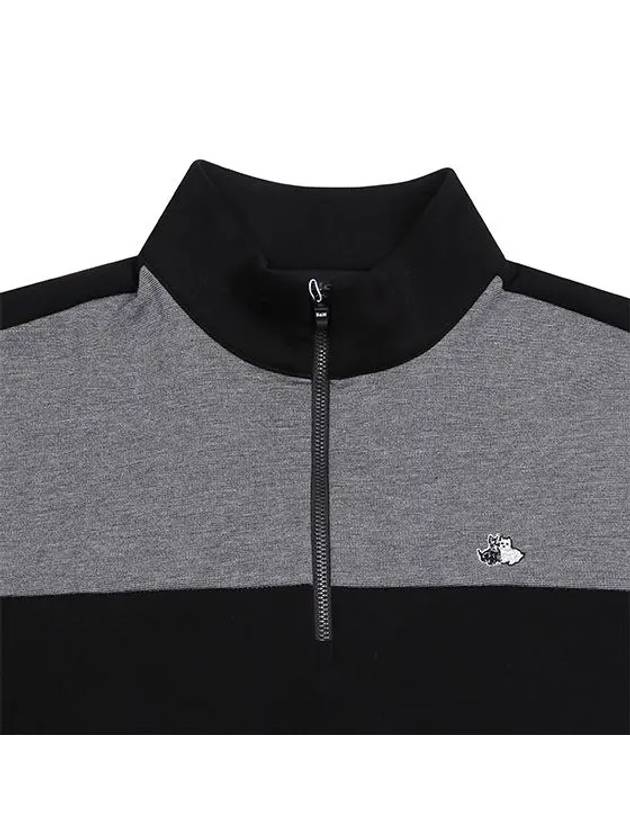 Men s high neck half zip up color combination t shirt 9104GXSR BLACK - BLACK&WHITE - BALAAN 3