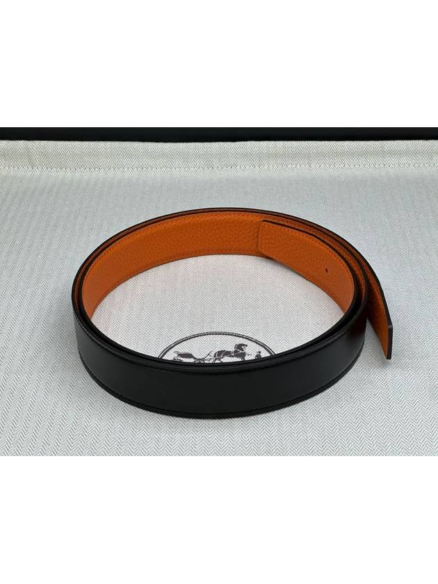 H Buckle Reversible Leather Strap 32mm Belt Black - HERMES - BALAAN 3