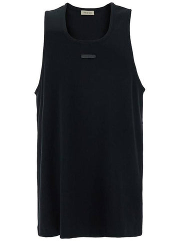 Black Sleeveless Tank Top With Logo Patch On The Front In Cotton Stretch Man - FEAR OF GOD - BALAAN 1