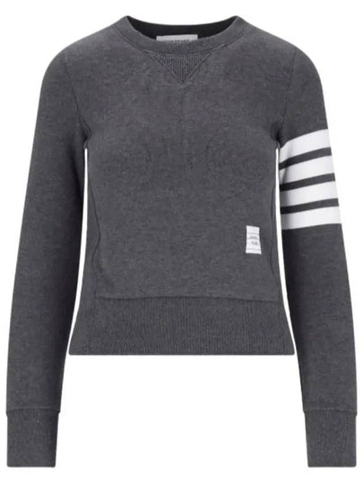 Engineered 4 Bar Stripe Loopback Jersey Knit Crewneck Sweatshirt Dark Grey - THOM BROWNE - BALAAN 2