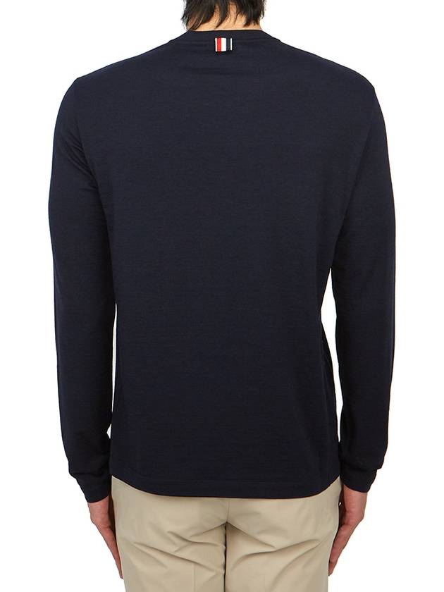 Wool Jersey 4-Bar Long Sleeve T-Shirt Navy - THOM BROWNE - BALAAN 4