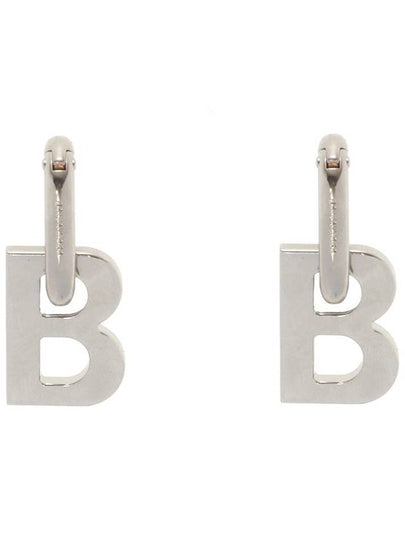 B Logo XL Earrings Silver - BALENCIAGA - BALAAN 2