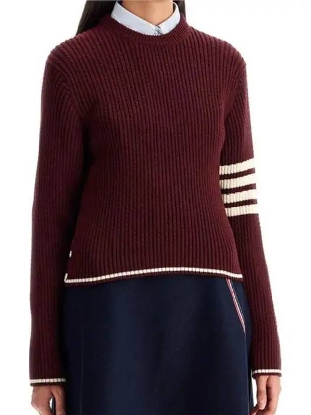 4 Bar Stripe Cable Knit Top Red - THOM BROWNE - BALAAN 3