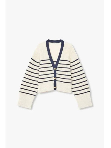 Striped Cotton Cardigan Cordelia Ivory - REFORMATION - BALAAN 1