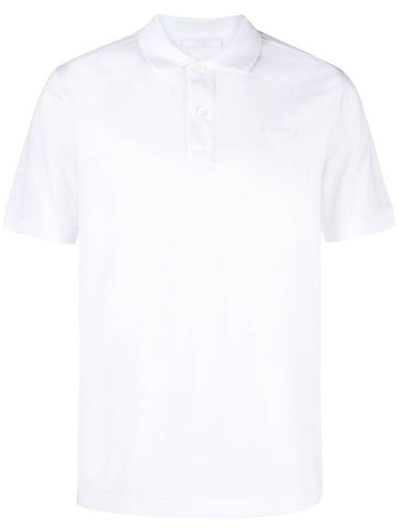 Triangle Logo Cotton PK Shirt White - PRADA - BALAAN 1