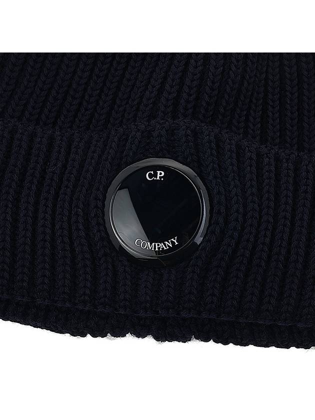 Lens Wappen Extra Fine Merino Wool Beanie Navy - CP COMPANY - BALAAN 7