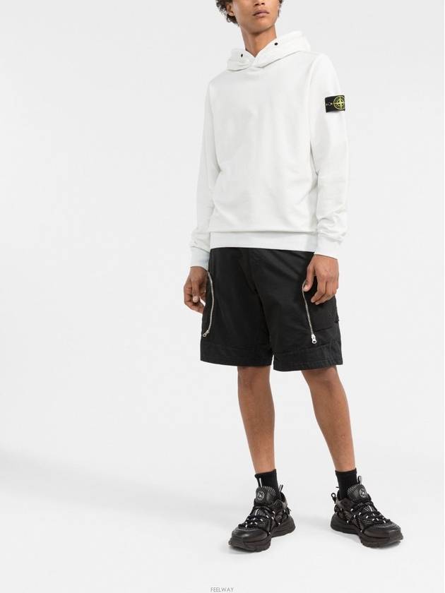 Garment Dyed Cotton Stretch Fleece Hoodie White - STONE ISLAND - BALAAN 4