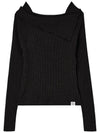 Off shoulder slim ribbed knit Black - THE GREEN LAB - BALAAN 1