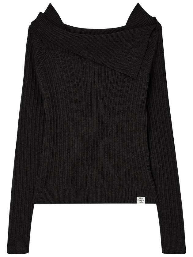 Off shoulder slim ribbed knit Black - THE GREEN LAB - BALAAN 1