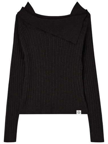 Off shoulder slim ribbed knit Black - THE GREEN LAB - BALAAN 1