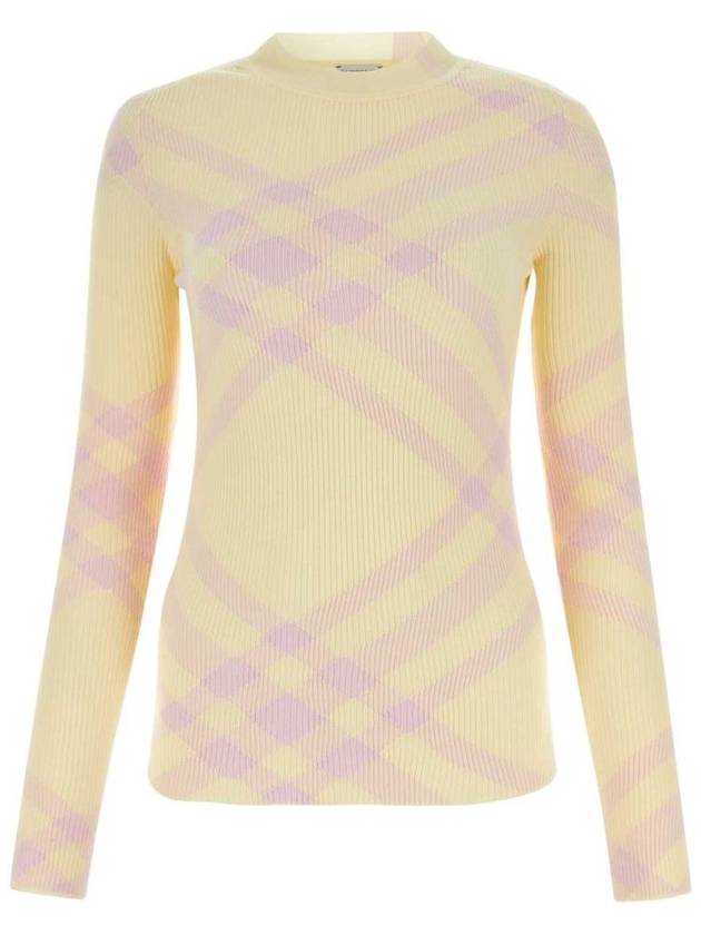 Check Wool Blend Knit Top Light Yellow - BURBERRY - BALAAN 2