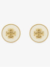 Kira Enamel Circle Stud Earrings White Gold - TORY BURCH - BALAAN 3