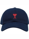 Embroidered Heart Logo Ball Cap Navy - AMI - BALAAN 3