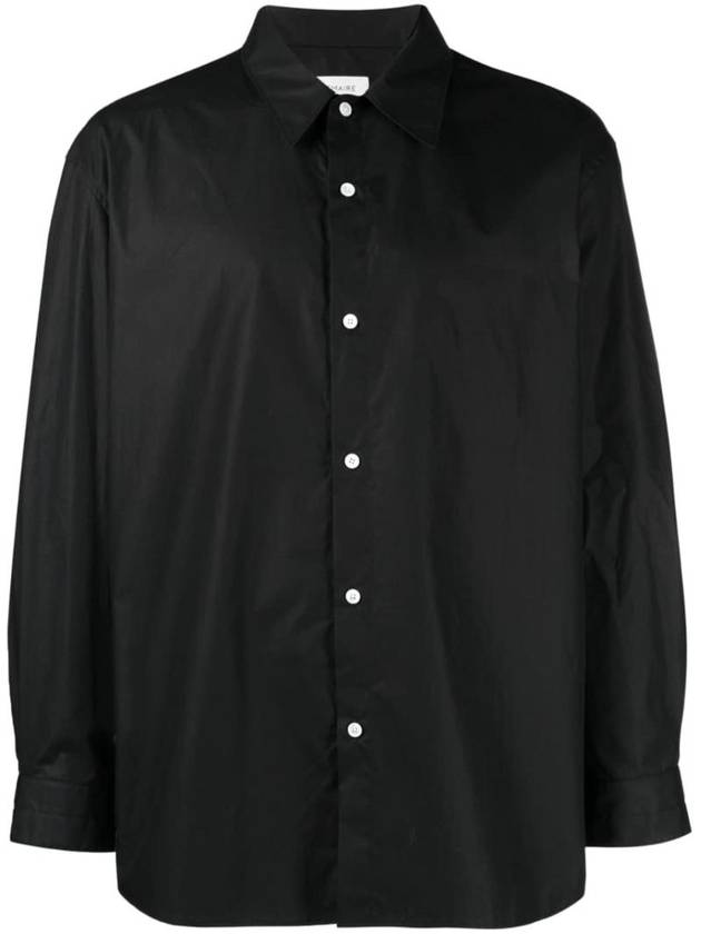 Men's Twist Cotton Poplin Long Sleeve Shirt Black - LEMAIRE - BALAAN 1