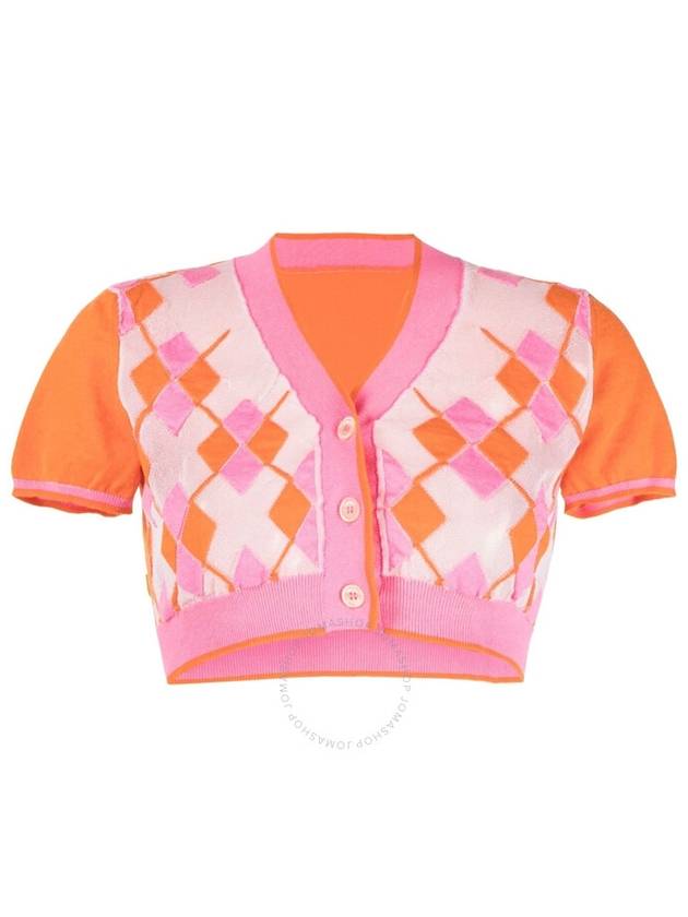 Jacquemus Ladies Multi-Orange Argyle-Check-Pattern Cropped Top, Brand Size 38 (US Size 8) - JACQUEMUS - BALAAN 1