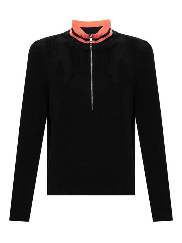 Men's High Neck Zip Up Knit Top Black - MONCLER - BALAAN 1