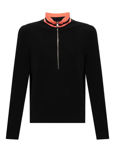 Men's High Neck Zip Up Knit Top Black - MONCLER - BALAAN 1