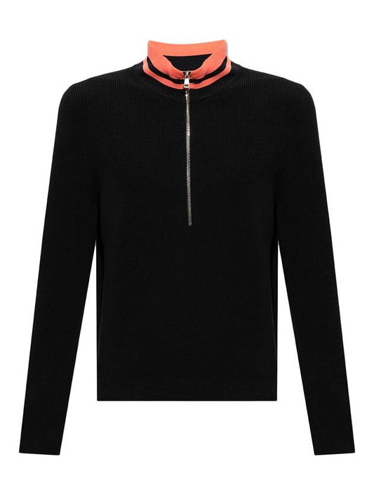 Men's High Neck Zip Up Knit Top Black - MONCLER - BALAAN 1