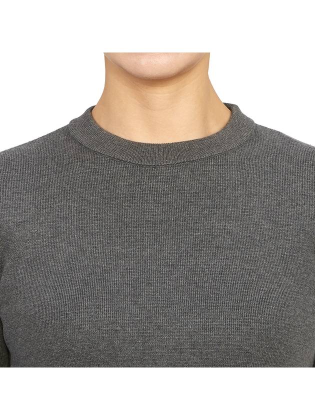 Milano Stitch Crewneck 4-Bar Cotton Crepe Knit Top Grey - THOM BROWNE - BALAAN 7