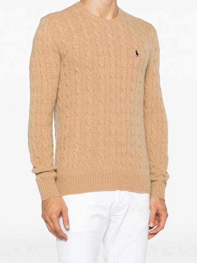 Embroid Logo Cable Knit Top Camel Melange - POLO RALPH LAUREN - BALAAN 3