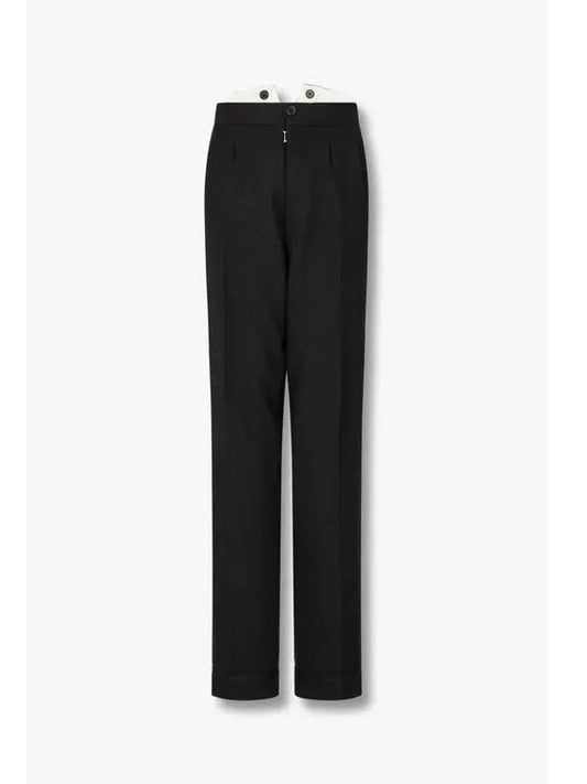 Women s Pleated Herringbone Pattern Wool Pants Black - MAISON MARGIELA - BALAAN 1