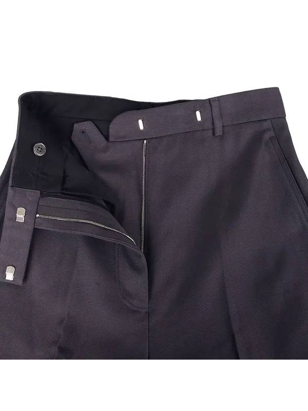 High Waist Cotton Canvas Straight Pants Dark Grey - THOM BROWNE - BALAAN 5