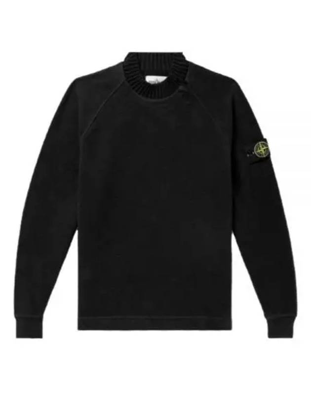 Garment Dyed Gauze Mock Neck Sweatshirt Black - STONE ISLAND - BALAAN 2