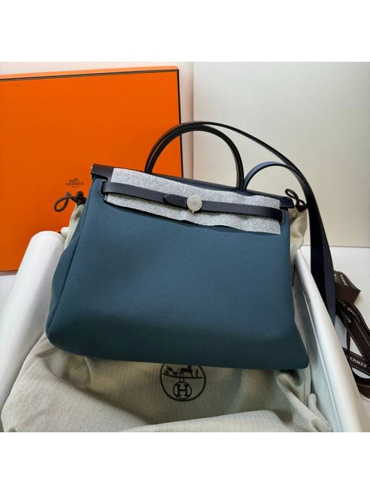 Herbag Zip 31 Verso Tote Bag Blue Indigo - HERMES - BALAAN 2