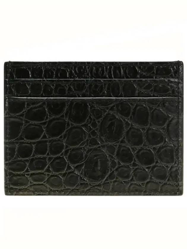 Classic Logo Crocodile Card Wallet Black - SAINT LAURENT - BALAAN 5