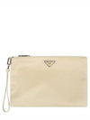 Re-Nylon and Saffiano Leather Clutch Bag Desert Beige - PRADA - BALAAN 2