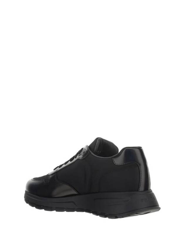 Prax 01 Re-Nylon Brushed Leather Low-Top Sneakers Black - PRADA - BALAAN 4