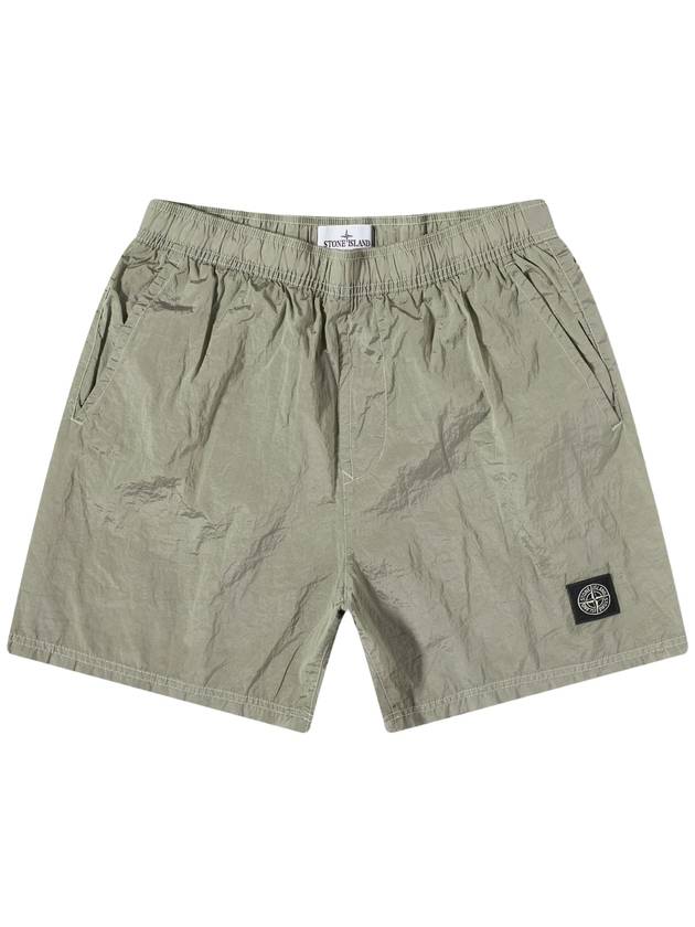 Men's Logo Patch Nylon Swim Shorts Light Green - STONE ISLAND - BALAAN.