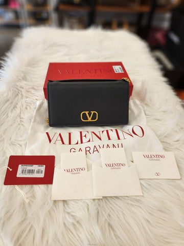 Daol Merchant Store V Logo Chain Wallet Cross Bag Black Condition A - VALENTINO - BALAAN 1