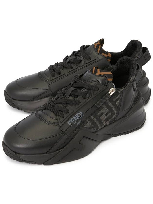 Flow FF Jacquard Leather Running Low Top Sneakers Black - FENDI - BALAAN 2
